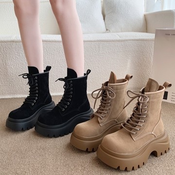 厚底短靴．街頭率性繫帶鋸齒底馬丁靴．白鳥麗子