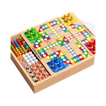 「愛思系列」 飛行棋跳棋五子棋鬥獸棋小學生初中益智兒童棋盤互動木製禮物玩具