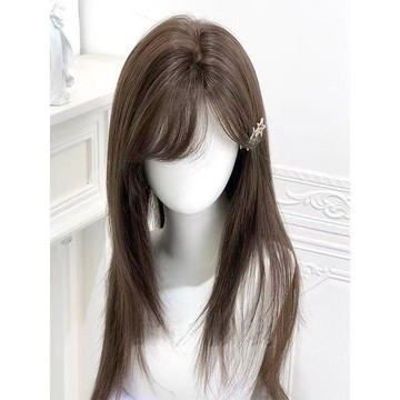 假髮女整頂🍇【無需帶髮網】假髮女長直髮新款韓系網紅日常高層次修臉補發片空氣瀏海劉海女生假頭髮 顯臉小 整頂式假髮 全頭