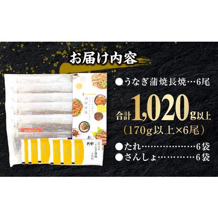 ふるさと納税 うなぎ 鰻 うなぎ蒲焼 ウナギ蒲焼用たれ 蒲焼 たれ 国産 うなぎ蒲焼6尾（計1,020ｇ以上）国産うなぎ 宮崎県宮崎市