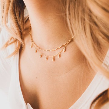 金色勾勾項鍊 - 14K注金 - 歐美項鏈 - 金色項鏈