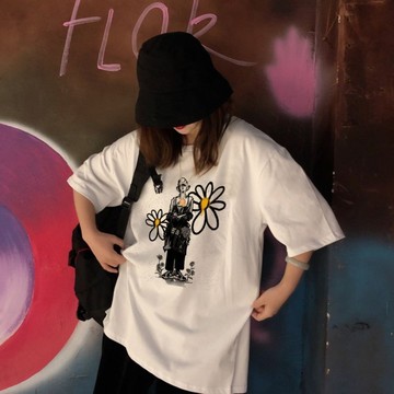 GD雛菊權志龍MV同款T恤男短袖女ins潮牌韓版衣服寬松個性時尚體恤