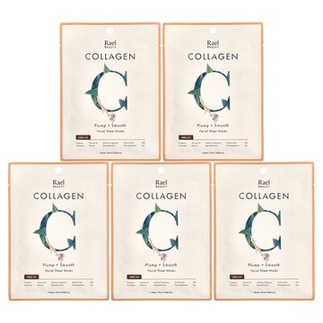 Rael, 美容，膠原蛋白美容面膜，5 片，每片 0.84 液量盎司（25 毫升）