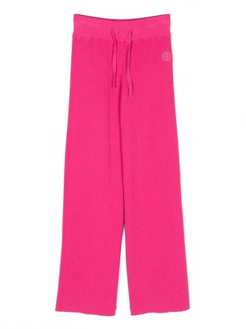 MM6 Maison Margiela Kids - logo drawstring knit trousers - kids - Cotton/Cashmere - 12 yrs - Pink