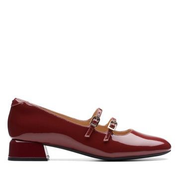 Clarks 黛絲系列- Daiss30 Shine小圓頭雙條帶柔軟漆皮瑪莉珍鞋(深紅色) CLF74713D-女