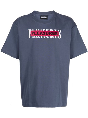 Pleasures - logo-print cotton T-shirt - men - Cotton - XXL - Blue