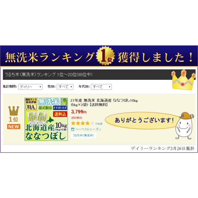 ポイント5倍 新米 無洗米 北海道ななつぼし 2合(300g)×3袋 メール便送料込み 令和5年産 米  お試し 特A（SL）