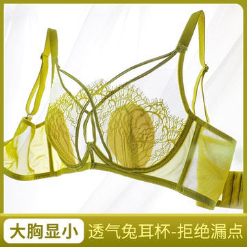 新款法式蕾絲內衣 私藏溫柔 軟骨鋼圈大胸顯小 性感交叉鏤空集中爆乳純欲內衣收副乳胸罩