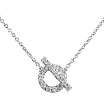HERMES Finesse 18K金真鑽錨扣吊墜項鍊