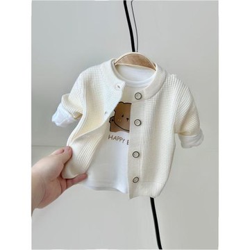 寶寶洋氣嬰兒衣服秋冬針織小開衫毛衣外套兒童韓版上衣秋裝童裝