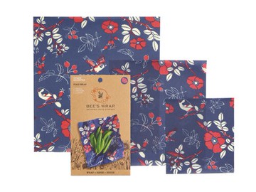 Bee's Wrap Assorted Wraps Botanical Blue 3 Wraps