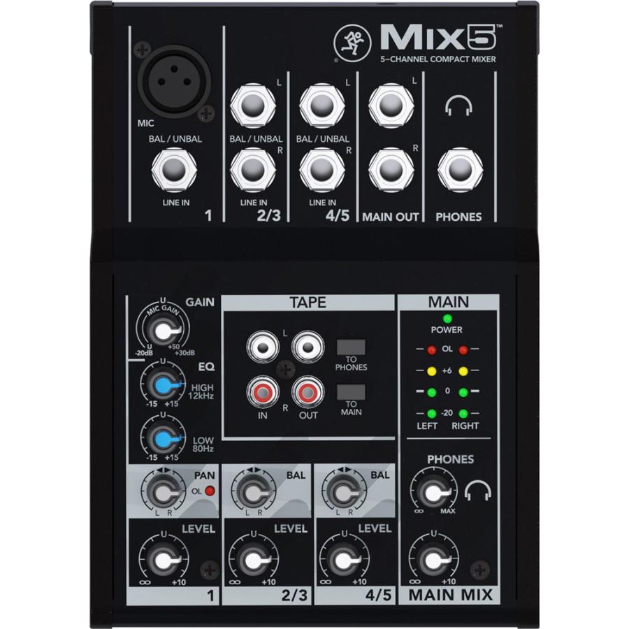 マッキー 5-チャンネル コンパクト ミキサー MACKIE Mix5 MIX5(MACKIE) 返品種別A