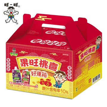 旺旺 果粒多果旺桃喜好運箱 2500ml ★熱銷雙口味組合 ★轉開瓶蓋，果然好運