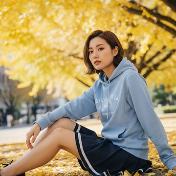 FILA 女長袖連帽T恤-灰藍 5TEZ-5468-LB