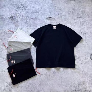 重磅純棉BEAMS小紅繩短袖T恤純色圓領寬松男女款美式小領口半袖