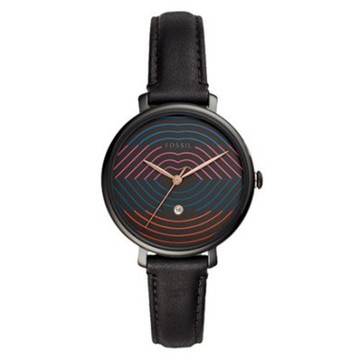 【FOSSIL】限量版 Jacqueline 迷人色彩嘴唇圖紋-黑色 36mm(LE1095)