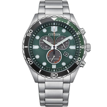 CITIZEN 光動能 計時運動腕錶 男錶 手錶-AT2561-81X/43mm綠色