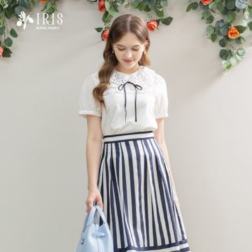 IRIS 艾莉詩-時尚寬條剪接裙-42214
