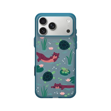 iPhone 17 Pro Max Clear (相機按鈕) 夜幕藍 - RHINOSHIELD X Taipei Zoo - 臺灣水域插畫（水獺、龜、蛙）