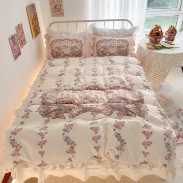 牛奶絨可愛少女公主風保暖四件套