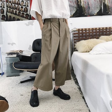 FINDSENSE H1 2018 夏季 新款 日本 男 簡約顯瘦 寬鬆 氣質 闊腿哈倫褲 休閒褲 獨家款 潮褲子