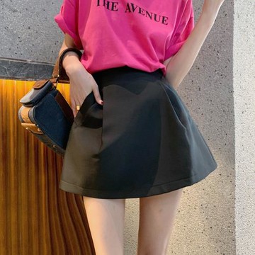 超高腰赫本風蓬蓬短裙女2022春夏大碼顯瘦百搭小黑裙防走光半身裙