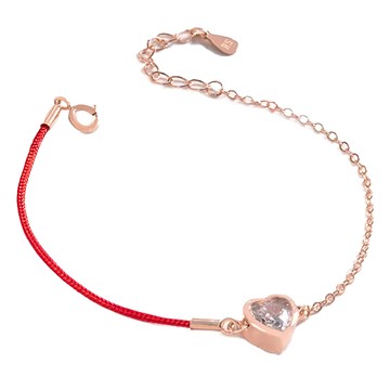 RADIANT STAR 璀璨之星 等待愛情愛心紅繩925純銀手鍊  長16.8cm 墜飾0.8 x 0.7cm  愛心紅繩