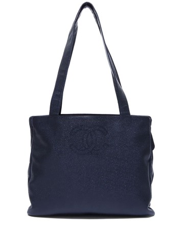 CHANEL Pre-Owned - 2000-2002 CC-stitch long top-handles tote bag - women - CALFSKIN - One Size - Black