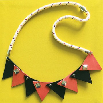 節日禮物 幾何配色皮革頸鏈