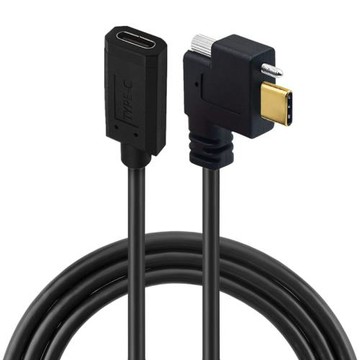 鍍金彎頭帶螺絲Type-C公對母帶耳朵延長線usb3.1帶鎖固定工業相機加長線CM-CF支持4K音視頻10Gbps數據傳輸3A