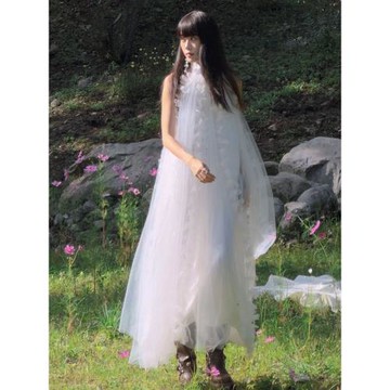 法式晨袍女新娘敬酒服訂婚禮服度假小眾出閣宴輕婚紗連衣裙仙女裙