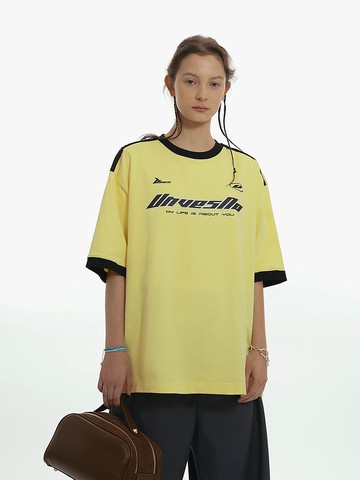 Unvesno (UN)春季新品Blockcore復古運動風兩色印花短袖 SWS-1630