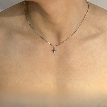 時尚不銹鋼十字架吊墜項鍊,男士女士無光澤銀鍊項鍊