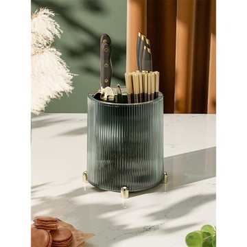 旋轉刀架置物架筷子籠刀具收納架廚房專用勺子菜刀架子收納盒一體