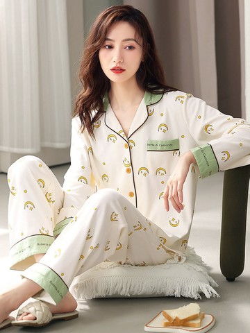 睡衣女春秋款長袖純棉新款卡通薄型夏天家居服休閒可愛韓版居家服套裝組