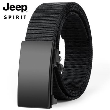 Jeep男士皮帶無牙2026新款內穿自動扣腰帶帆布工裝褲年輕人休閑潮