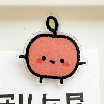 壓克力萬用夾【蘋果】小夾子 貓咪夾 黑貓夾子 文件夾 分類夾 收納夾 迷你夾 造型夾 蔬菜夾 飲料 大開口 雙面夾