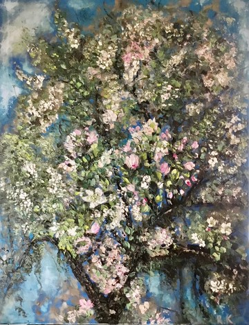 蘋果花原創油畫大畫布