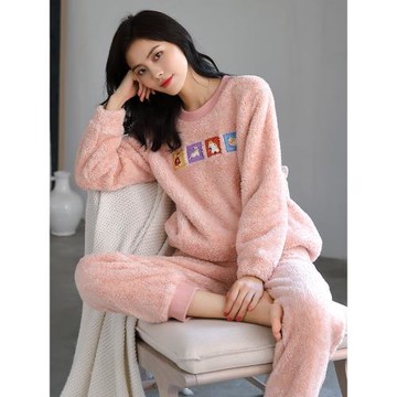 多拉美睡衣女冬款珊瑚絨加厚加絨甜美可愛法蘭絨秋冬季家居服套裝