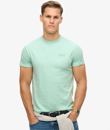 Superdry Men's Men's Organic Cotton Essential Logo T-shirt Green / Light Mint Green Marl - Size: L