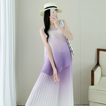 【巴黎精品】現貨+預購 三宅風上衣褶衣褶皺套裝女上衣長裙折衣彈力女裝顯瘦摺衣大碼-春夏季2色a1jv13