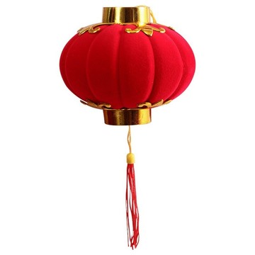 茉家 福氣滿滿植絨紅燈籠串聯裝飾-中號1包
