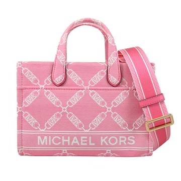 MICHAEL KORS GIGI 滿版緹花LOGO帆布兩用小托特包.玫瑰粉