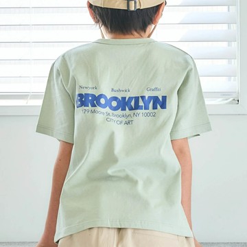 日本 petit main - 100%棉 清新印花短袖上衣-BROOKLYN-薄荷綠