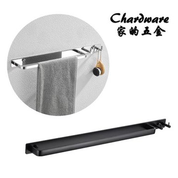 【家的五金】免打孔 /  打孔雙用 304不鏽鋼毛巾桿＋兩掛鉤（亮光.霧黑） / 單桿.浴巾.毛巾架.掛衣鉤.置物架.毛巾桿.衛浴配件