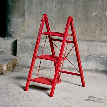 日本 天馬 輕量鋁合金三步寬踏梯/折疊梯(窄型款)-多色可選 - 磚紅