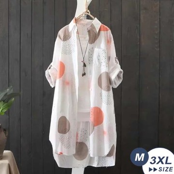 【 LANNI 藍尼】★大小圓點裝飾防曬薄外套 (長袖/襯衫/夏季)