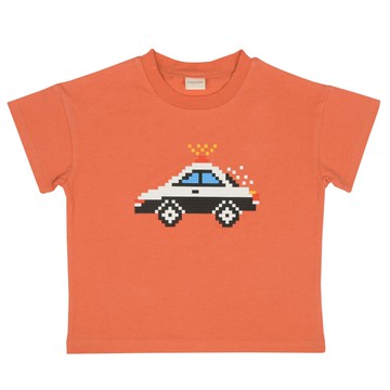 akachan honpo - 短袖T恤-馬賽克圖案-紅色