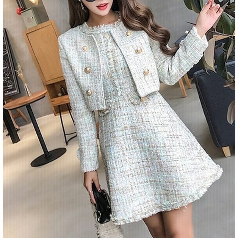 フリンジ ツイード ジャケット ワンピース セットアップ ツーピース ひざ丈 ミニワンピ フェミニン エレガント 上品 清楚 通勤 フォーマル 韓国 オルチャン 韓国ファッション 新作 春夏 春 夏 通販 Lineポイント最大1 0 Get Lineショッピング