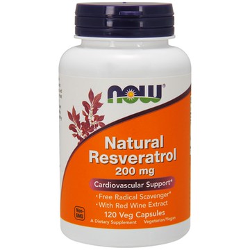 NOW Foods Natural Resveratrol 200 mg - 120 Vegetarian Capsules